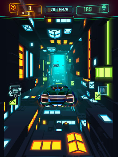 Neon Flytron: Cyberpunk Racer - Gameplay image of android game