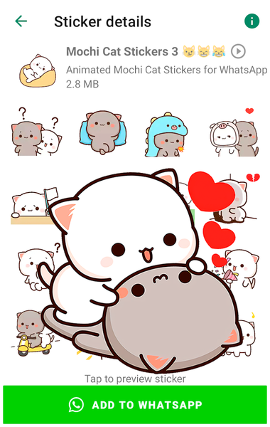 Animated Mochi Cat Stickers - عکس برنامه موبایلی اندروید