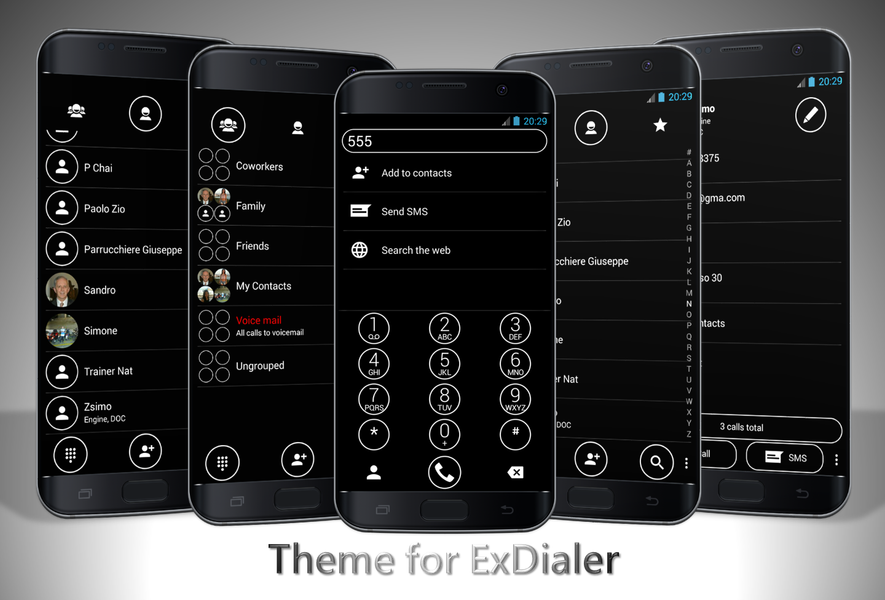 Dialer Theme Circle BW drupe - عکس برنامه موبایلی اندروید