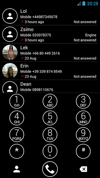 Dialer Theme Circle BW drupe - عکس برنامه موبایلی اندروید