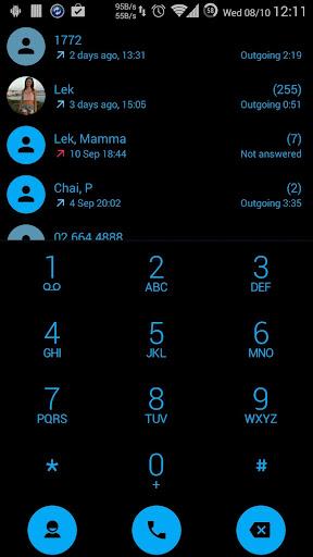 Dialer Theme Flat Black Blue - Image screenshot of android app