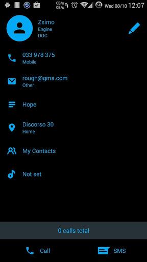 Dialer Theme Flat Black Blue - عکس برنامه موبایلی اندروید