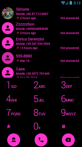 Dialer Theme Flat Black Pink - عکس برنامه موبایلی اندروید