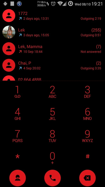 Dialer Theme Flat Black Red - عکس برنامه موبایلی اندروید