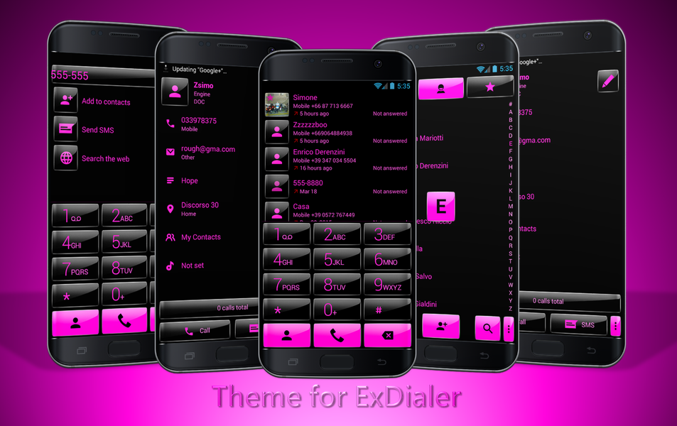 Dialer Theme Gloss Black Pink - عکس برنامه موبایلی اندروید