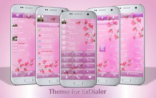 Dialer Theme Pink Flower Glass - Image screenshot of android app