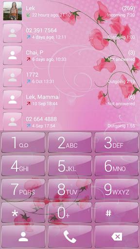 Dialer Theme Pink Flower Glass - Image screenshot of android app