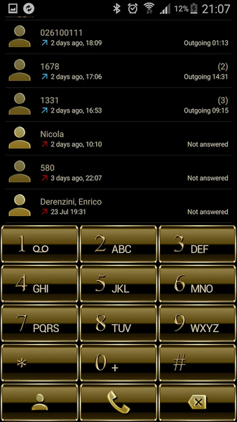Dialer theme Frame Gold 2 - Image screenshot of android app