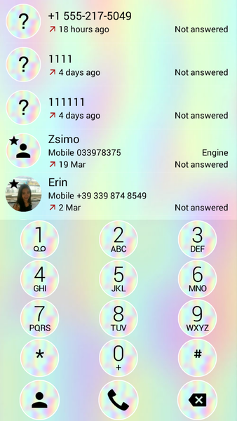 Dialer Theme Holographic Gray - عکس برنامه موبایلی اندروید