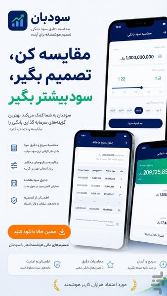 محاسبه سود بانکی و سپرده - سودبان - عکس برنامه موبایلی اندروید