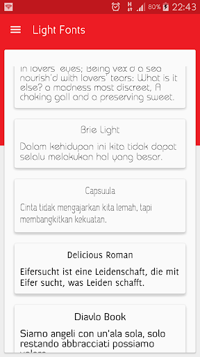 Light fonts for FlipFont - Image screenshot of android app