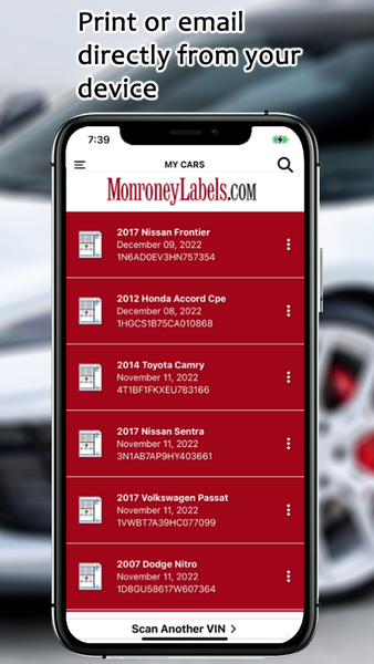 Monroney Labels VIN Decoder - عکس برنامه موبایلی اندروید