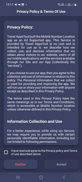 مکان یاب دقیق شماره تماس روی نقشه - Image screenshot of android app