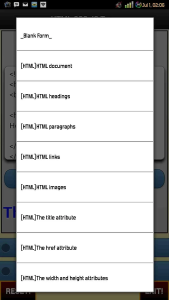 Html Css JS Tester + Example - Image screenshot of android app