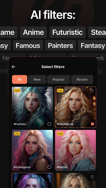 Mosaica AI avatars and filters - Image screenshot of android app