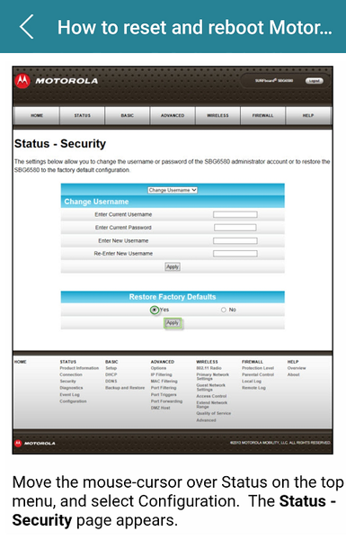 Motorola Modem Router Guide - عکس برنامه موبایلی اندروید