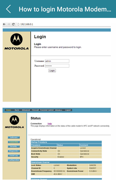 Motorola Modem Router Guide - Image screenshot of android app