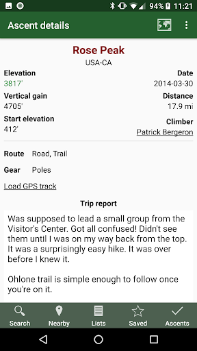 Peakbagger - عکس برنامه موبایلی اندروید