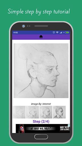 Learn to Draw Woman Face Step by Step Offline - عکس برنامه موبایلی اندروید