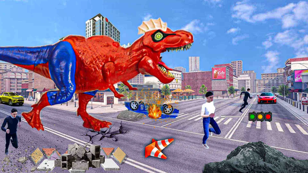 Angry Dino Games: City Rampage - Gameplay image of android game