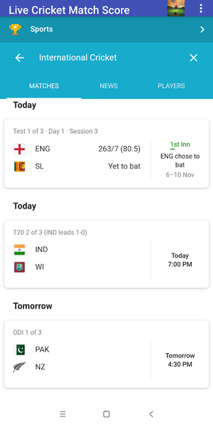 Live Cricket Match Scores - عکس برنامه موبایلی اندروید