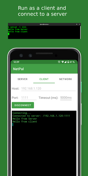 NetPal - netcat for Android - Image screenshot of android app