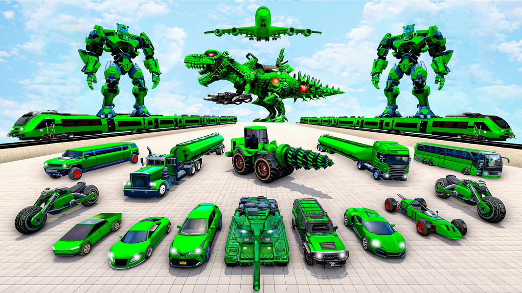 Army Bus Dragon Robot Car Game - Gameplay image of android game