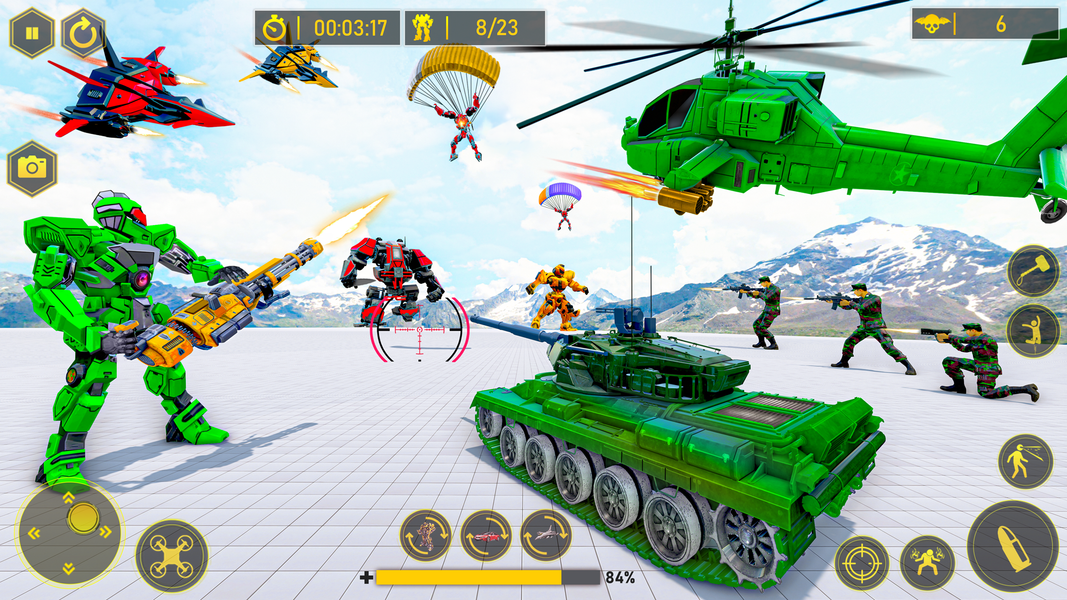 Army Bus Dragon Robot Car Game - Gameplay image of android game