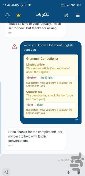 لینگوبات | یادگیری مکالمه انگلیسی - Image screenshot of android app
