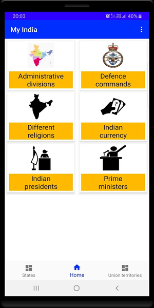Indian states - عکس برنامه موبایلی اندروید