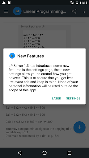 Operations Research LP Solver - عکس برنامه موبایلی اندروید