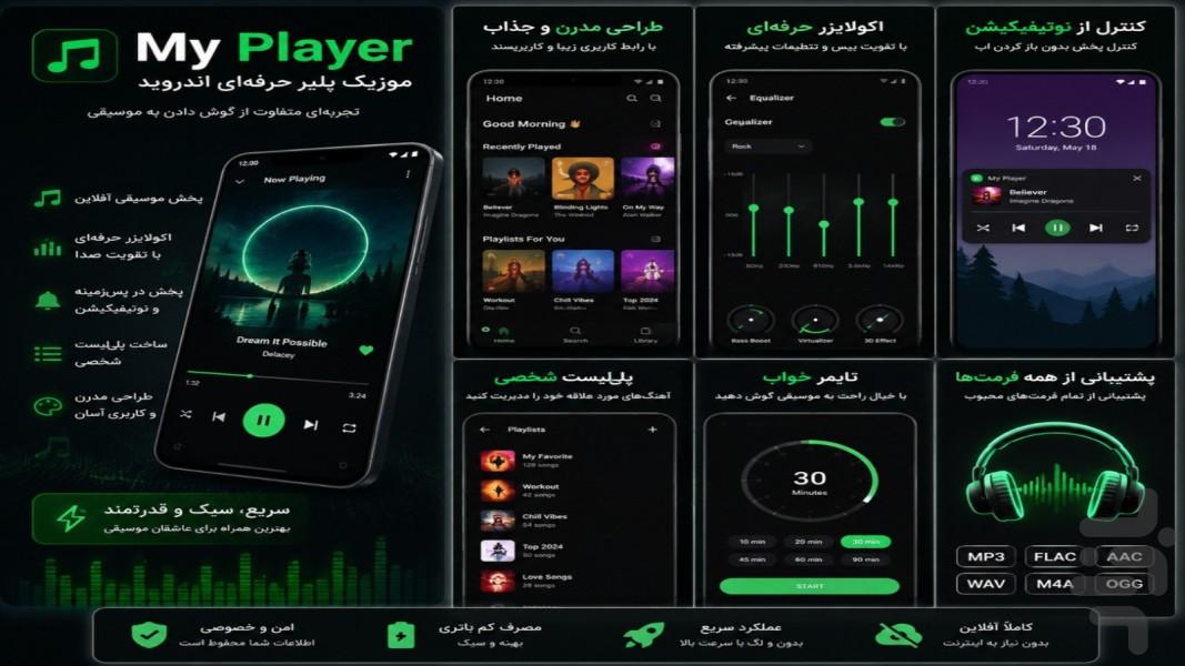 مای پلیر | موزیک پلیر هوشمند - عکس برنامه موبایلی اندروید