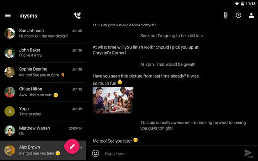 SMS Texting from Tablet & Sync - Image screenshot of android app