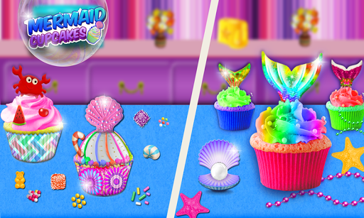 Mermaid Tail Cupcake Game! Trendy Desserts Chef - Gameplay image of android game