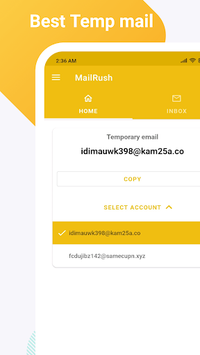 Temp Mail - by MailRush - Image screenshot of android app