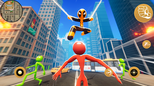 Flying Stickman Rope Hero Vice - Gameplay image of android game