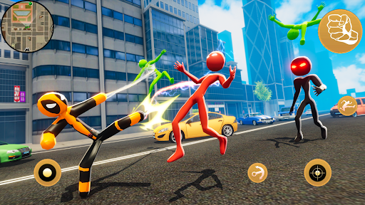 Flying Stickman Rope Hero Vice - Gameplay image of android game