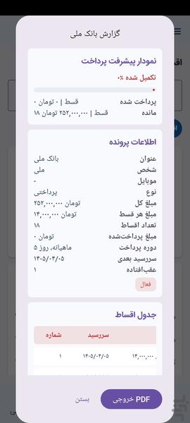مدیریت اقساط - عکس برنامه موبایلی اندروید