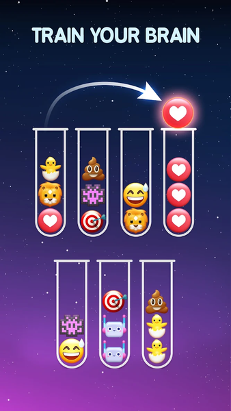Emoji Sort Puzzle - Gameplay image of android game