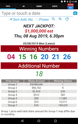 SG TOTO 4D SWEEP - Image screenshot of android app