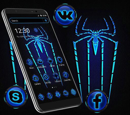 Blue Neon Light Spider Theme - Image screenshot of android app
