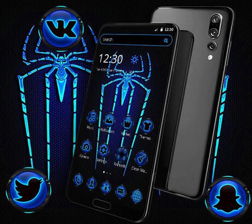 Blue Neon Light Spider Theme - Image screenshot of android app