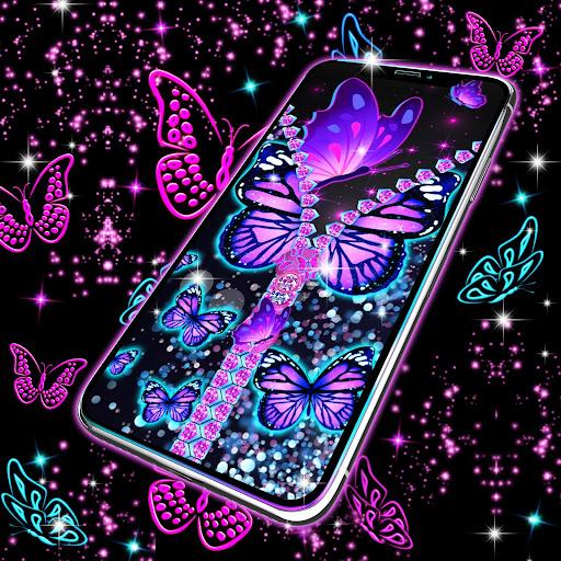 Neon butterflies zip locker - عکس برنامه موبایلی اندروید