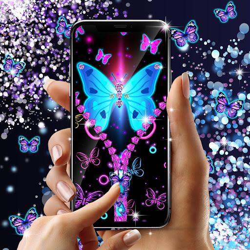 Neon butterflies zip locker - عکس برنامه موبایلی اندروید