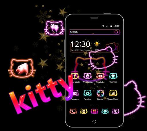 Neon Kitty Lamp Theme - Image screenshot of android app