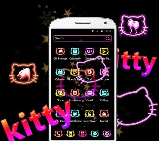 Neon Kitty Lamp Theme - Image screenshot of android app