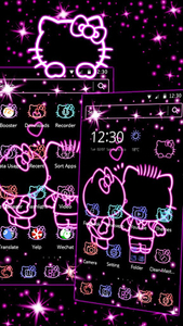 Download Purple Neon On Black Hello Kitty Wallpaper