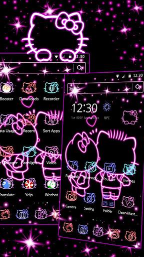 Neon Love Kitty Theme - عکس برنامه موبایلی اندروید