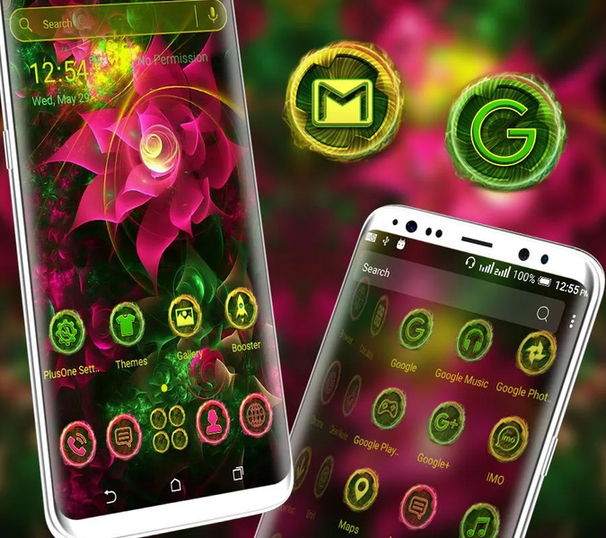 Neon Pink Flower Theme - Image screenshot of android app