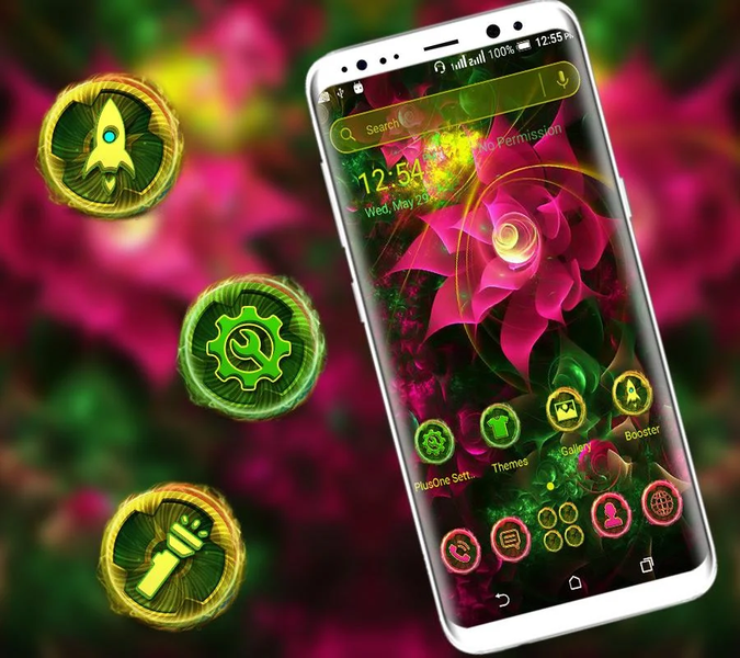 Neon Pink Flower Theme - Image screenshot of android app